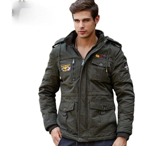 M-4XL 2021Men Hooded Military Style Jacket Coat Winter Jacket Men Thick Wool Liner Hoods Cotton army Bomber Jacket Male