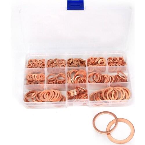 300pcs copper o ring Copper Sealing Solid Gasket Washer Sump Plug Oil For Boat Crush Flat Seal Ring Tool Hardware Accessories