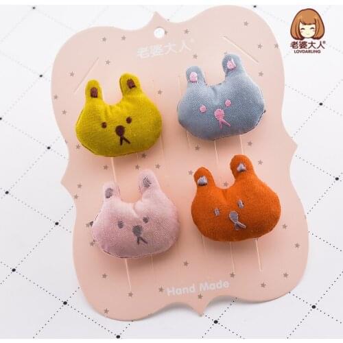 Korean Style Cute Handmade Fabric Kitten Small Animal Hairpin Hair Accessories Headdress Factory Direct Sales