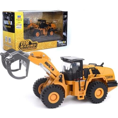 21CM 1/50 Scale Alloy Forklift Model Die-cast Metal Truck Car Wood Grab Machine Excavator Toy Engineering Toys F Kids Collection