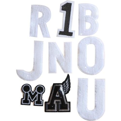 Cartoon Decorative English Alphabet Letter Sequin icon Embroidered Applique Patches For DIY Iron on Badges Stickers on backpack