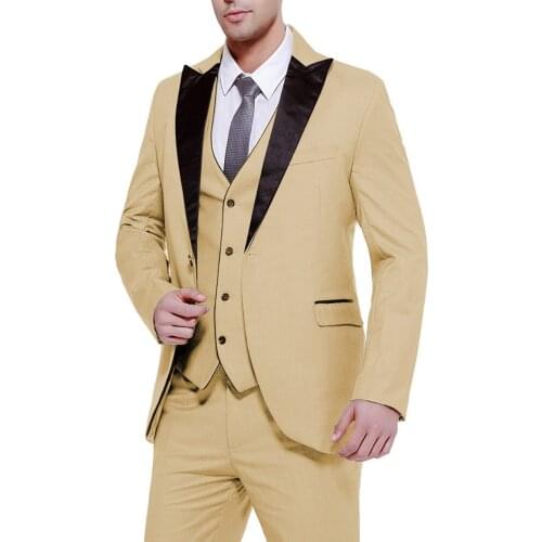 Men Suit Casual Formal Slim Fit Three Pieces Business Groomsmen Grey White Burgundy Lapel Tuxedos for Wedding Blazer+Pants+Vest