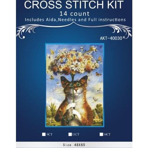 Oneroom Cross Stitch Embroidery Kits 14CT Cat Animal Cotton Thread Painting DIY Needlework DMC New Year Home Decor