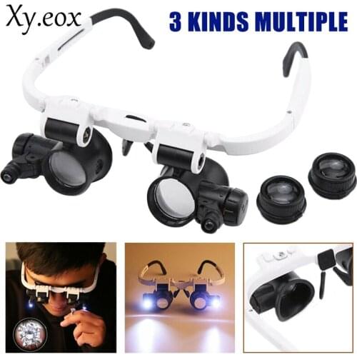New 8x 15x 23x Head Wearing Repair Watch Clock Magnifier Loupe Glass With LED Light