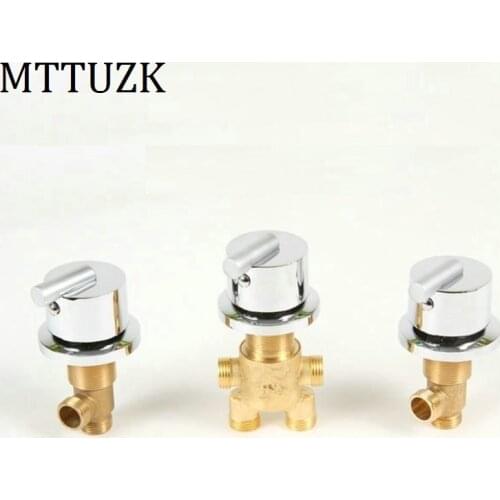 Solid Brass Chrome Finish Bathtub Hot and Cold Water Control Valve Bath Shower Mixer Bathtub Faucet 3 Piece Set Switch Valve