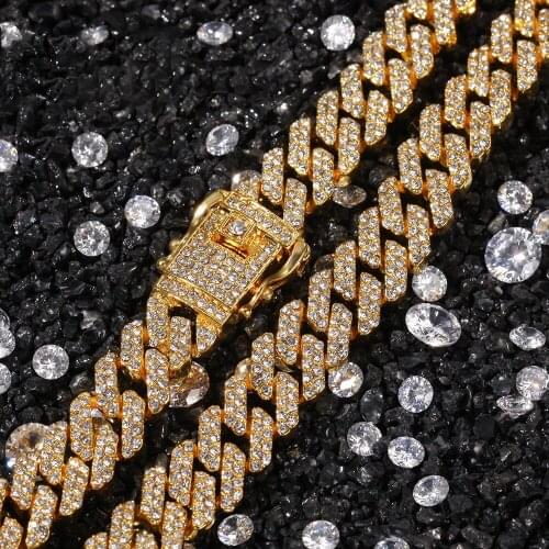 AITIEI 12mm Heavy Iced Out Zircon Miami Cuban Link Necklace Choker 16 inch-24 inch Mens Bling Hip Hop Jewelry Fashion Charm