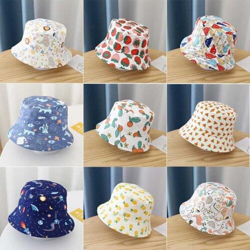2021 New Spring Thin Cartoon Print Newborn Baby Bucket Hat Cotton Fisherman Hats Kids Summer Toddler Boys Girls Panama Sun Cap