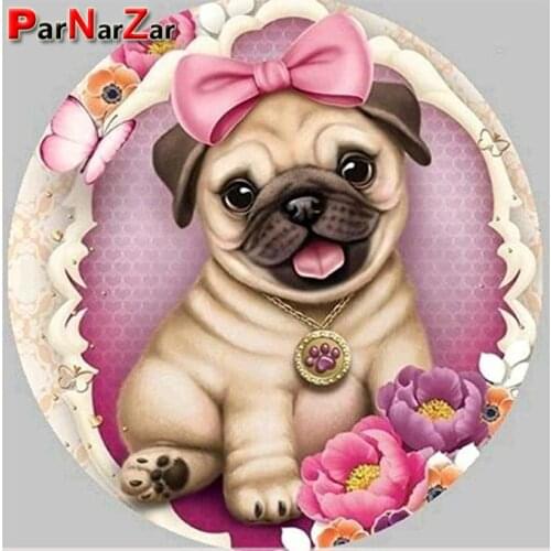 ParNarZar 5D DIY Puppy Diamond Painting Complete Artery Strass Diamond Kit Point Diamond Cross Set for Salon Mural Decoration