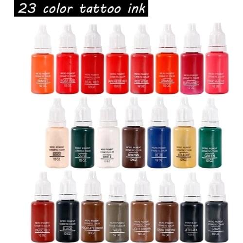 23 color 15ml/bottle Permanent Makeup Color Natural Eyebrow dye Plant Tattoo Ink Microblading Pigments For Tattoos Eyebrow Lips