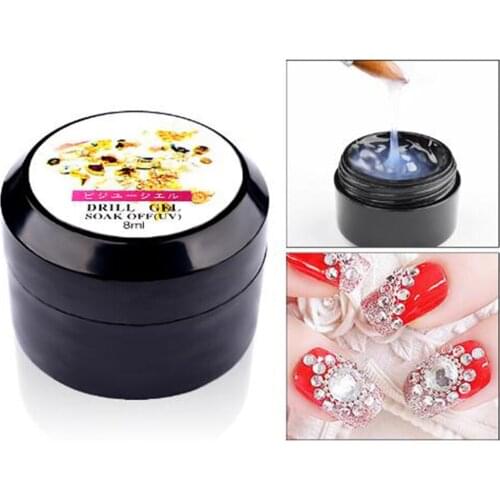 8ml Professional Drill Gel Soak Off UV Nail Glue Acrylic Rhinestones Nails Tips Nail Art Diamond Polish Decoration DIY