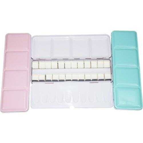 Empty Watercolor Paints Tins Box with 12 Pcs Full Pans and 24 Half Pans For Art Painting Palette Supplies