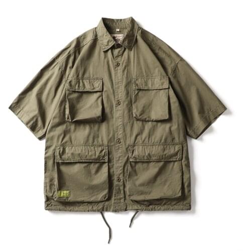 Tiger Pattern Shirt American Cargo Short Sleeve Summer Camo Loose Pure Cotton 3/4 Sleeve Men T-Shirt