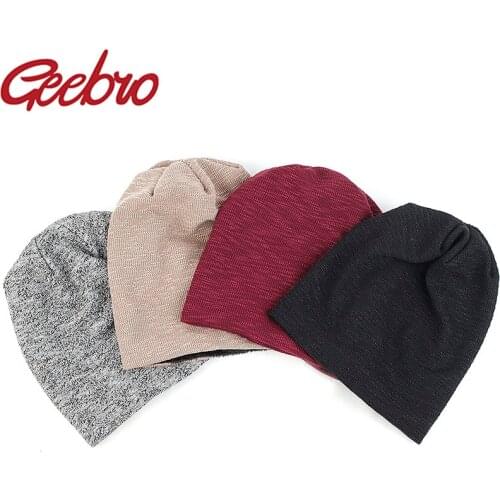 Geebro Unisex Knitted Solid Color Beanies Hip Hop Hats Women Men Casual Soft Cap Thick Elastic Outdoor Hat