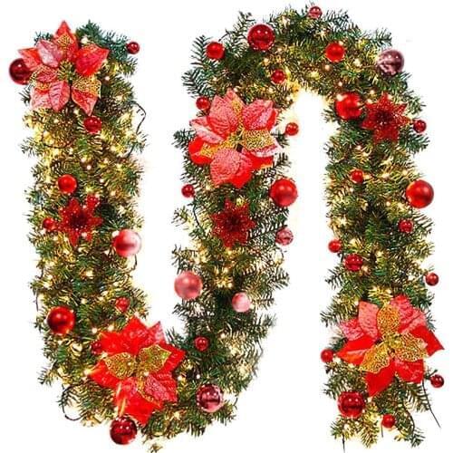 2.7M LED Tree Hanging Ornament Rattan Colorful Decoration For Christmas Party Wedding Home Outdoor Garland Wreath Decoration