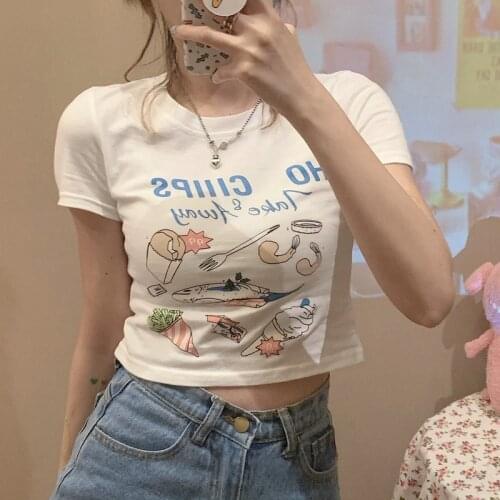 Vintage Womens t-shirt anime Oversized short sleeve harajuku y2k tops crop top corset summer kawaii plus size Female clothing