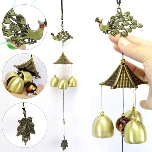 Alloy Bronze Wind Chimes Feng Shui Door Hanging Pendant Ornaments Bell Home Wall Art Lucky Fortune Gift Wind Bell