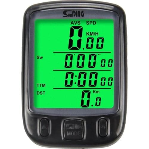 Sunding SD 563A Waterproof LCD Display Cycling Bike Bicycle Computer Odometer Speedometer with Green Backlight