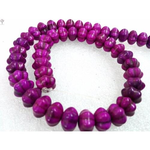 Total 54 beads 8x12mm Bright purple carve pumpkin squash cute lantern howlite stone Loose Beads