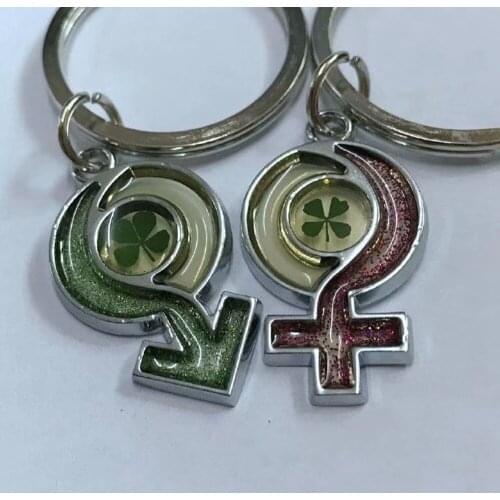 YQTDMY 10 pcs Personalized real four leaf clover lover design vogue shamrock keychain