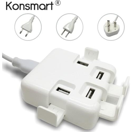 Konsmart 4 Ports USB Portable Charger for iPhone 7 Multi USB Power adapter suit for xiaomi mi a1 redmi 4x for samsung charger