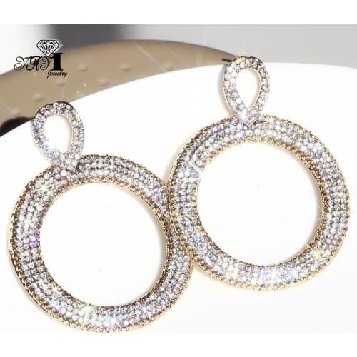 YaYi Jewelry White Glass Flower Dangle Women Ancient Gold Color Wear Ear Band Tassel Wedding Stud Drop Hoop Clip Earrings