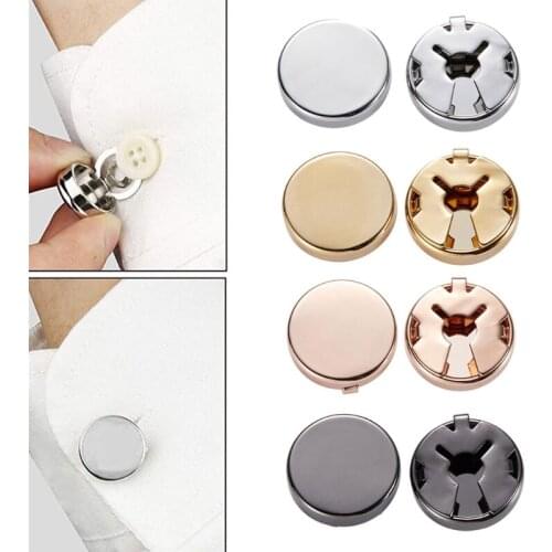 1 Pair Brass Round Cuff Button Cover Cuff Links for Mens Wedding Formal Shirt