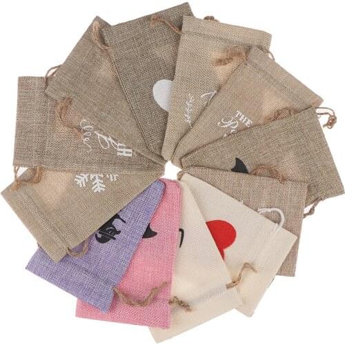 1PC Halloween Christmas Gift Bags Packaging Cloth Craft Festival Supplies Container Candy Pocket Storage 10*15cm Party supples