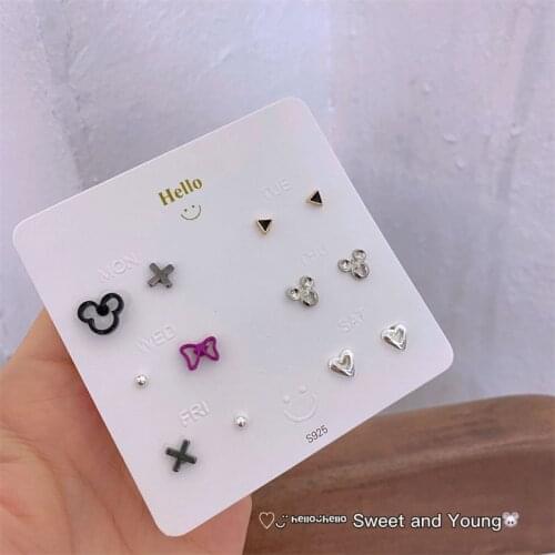 Cute Mouse Earring Set Wholesale Bows Geometric Cartoon Exquisite Ear Stud Mini Minimalist Fashion Jewelry For Women Accessories