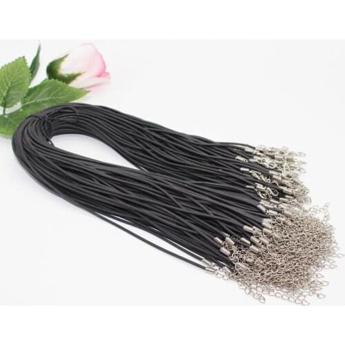 2mm 100PCS/Lot Manual Making Findings 18" Black Rubber Necklace Cord For DIY Craft Jewelry