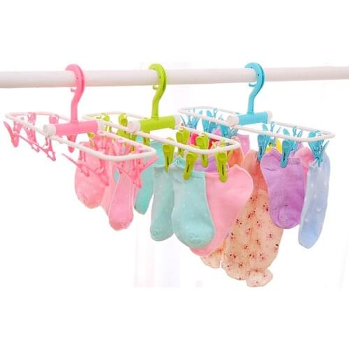 2pcs/lot Plastic hangers colorful folding multifunctional racks underwear socks plastic clip hanger bra hangers for clothes rack