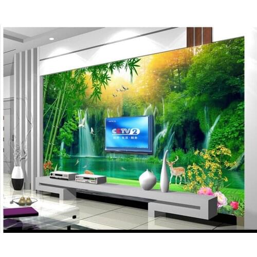 3d wallpaper custom High end 3d murals wallpaper for walls 3 d bamboo forest tree elk background wall landscape room decoration