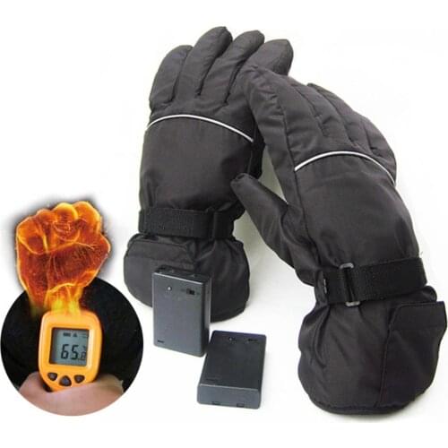 4.5V Electric Heating Gloves Leather Windproof Winter Ridding Ski Heated Thermal Gloves Five Fingers Cover Sport Heating Gloves