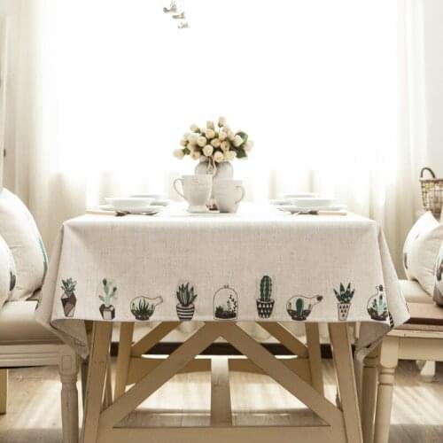 45 Table Cloth Rectangular Wedding Party Christmas Table Cover Plant Cactus Bonsai Tablecloth Cotton Linen Tablecloths