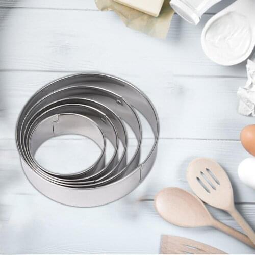 5Pcs/Set Multifunctional Stainless Steel Round Biscuit Mold Cookie Cutter Kitchen Accessories for Cutting Cookies