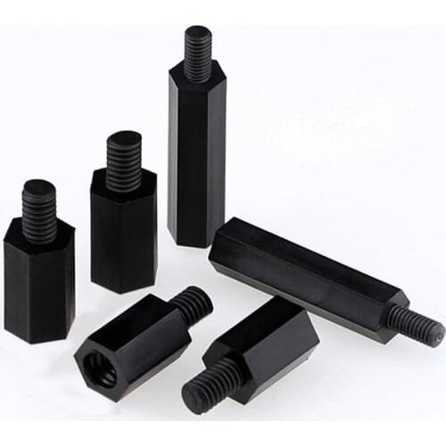 50pcs Nylon Standoff Spacer Pillar M2/M2.5/M3/M4*L+6mm Thread Black/White Spacing Screw Plastic For PCB Motherboard Fixed