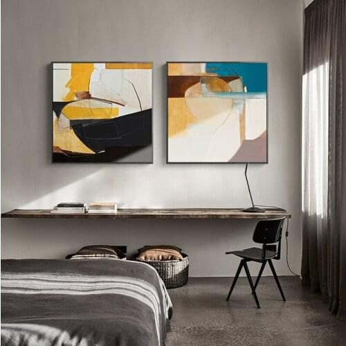 Abstract Bright Colour Blocks Canvas Art Modern Painting Poster Print For Living Room Aisle Entrance Fashion Artistic Wall Decor