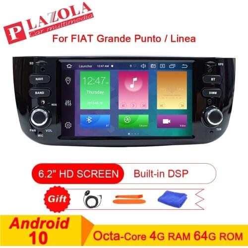 AutoRadio 1Din Android 10 Car Multimedia Stereo Radio Player GPS Navigation For Fiat Grande Punto Linea 2012-2016 NO DVD CarPlay