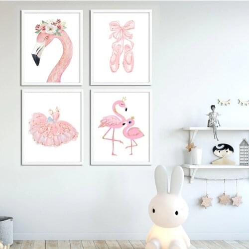 Ballerina Wall Art Girl Bedroom Decorative Picture Ballet Pink Nursery Canvas Painting Nordic Kid Room Posters and Printings