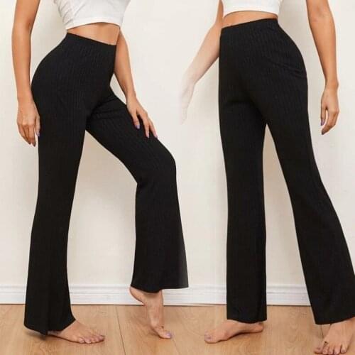 2021 New Drop Feeling Flared Pants High Waist Yoga Pants Summer Womens Casual Knitting Sports Pants Pants Women