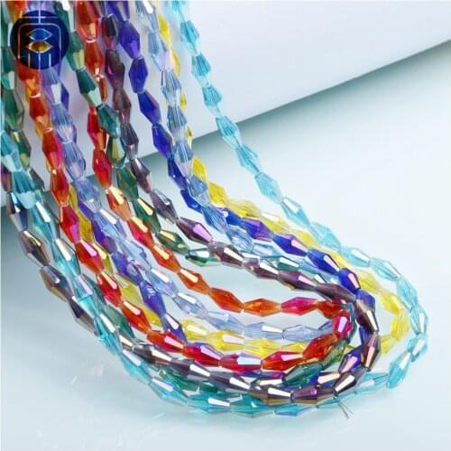 JuleeCrystal 4*8mm Long Bicone Faceted Austrian Crystal Beads Top quality long glass bead for handmade Jewelry