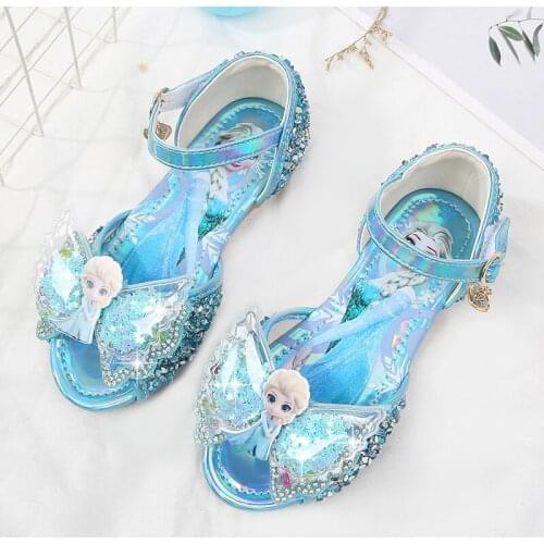 Disney New Girls Frozen Sandals Flat Children Fashion Princess Leather Summer Elsa Shoes Chaussure Enfants Sandalias