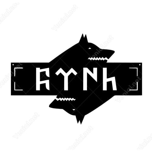 Double-Headed Wolf and Göktürk Alphabet Turkish Lettering Sticker Car Decal, Jeep, Laptop and Cup for Accessory