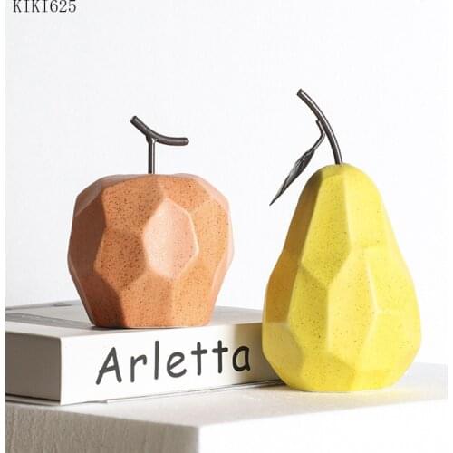 European Color Ceramic Apple Pear Ornaments Household Fruit Crafts Sculpture Room Countertop Art Ornaments Home Decoration Gifts