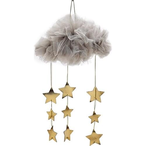 Ins Baby Rattles Toys for Stroller Mesh Yarn Cloud Pendant Tent Children Room Hanging Ornaments Props Crib Mobile Baby Products
