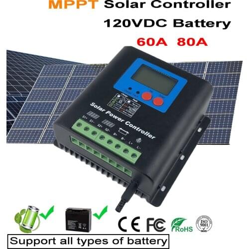 MPPT Solar Charge Controller 60A 80A Backlight LCD 120V 110V Solar Regulator for Max 260V Solar Panel Input
