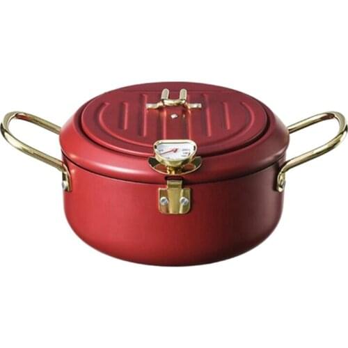 Kitchen Deep Frying Pot With Lid And Thermometer Non Stick Tempura Deep Fryer Stainless Steel Tempura Fryer Pan