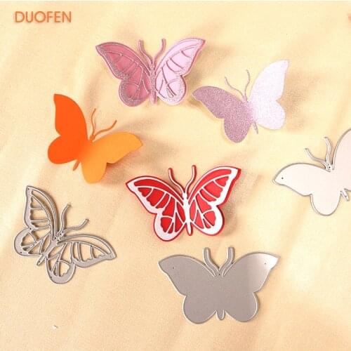 DUOFEN METAL CUTTING DIES 010089 3pcs large butterflies cutout lace hollow embossing stencil DIY Scrapbook Paper Album 2018 new