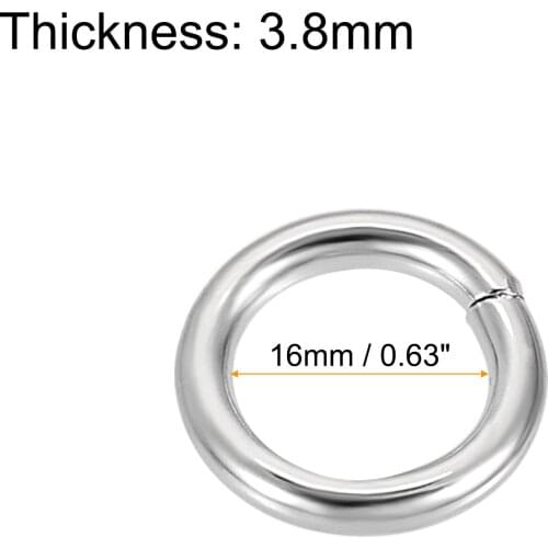 Uxcell Metal O Ring 16mm(0.63") ID 3.8mm Thickness Iron Rings for Hardware DIY Accessories Silver Tone 15pcs