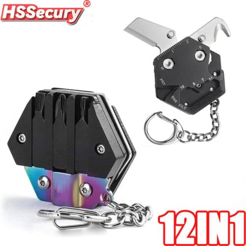 Multifunctional Hexagon Coin Outdoor EDC Tool Hexagon Folding Coin Knife Keychain Screwdriver Pocket Fold Mini coltello Gear Pee