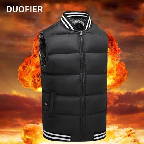 New Men Smart USB Heating Cotton Coat Solid Color Fashion Thick Parka Vest Warm Jacket Waterproof Zipper Male 2021 Winter Coats